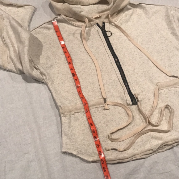 Unique 3/4 Zip Up Hoodie Jacket Drawstring Waist Wide Sleeves S - Picture 16 of 16